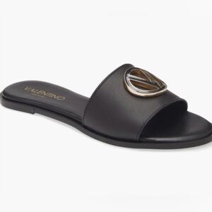 Women's Designer Valentino by Mario Valentino Black Bugola Slide Sandal Size 6